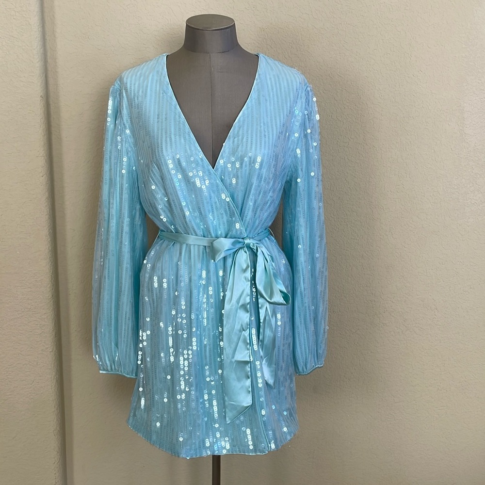 Fashion Nova Sequin Long Sleeve Mini Dress